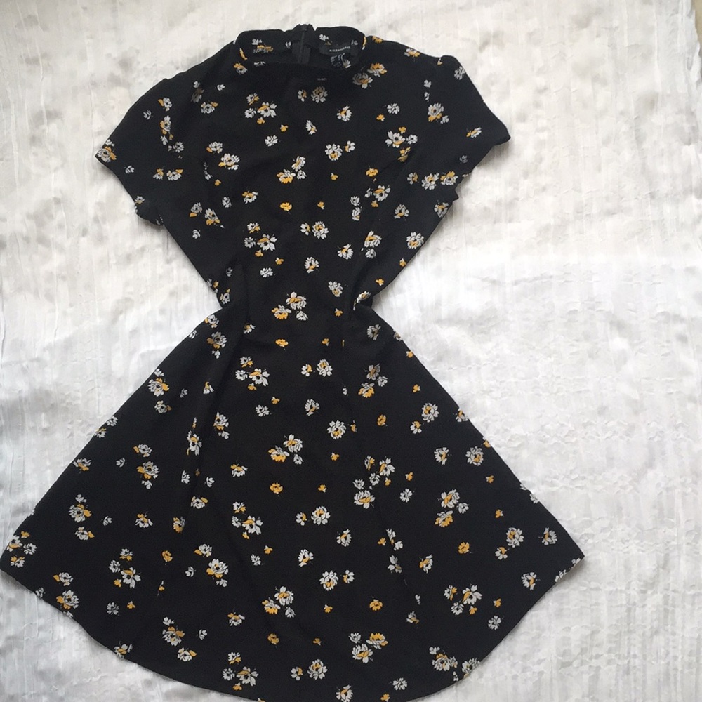 VINTAGE | Floral Turtleneck Fit and Flare Dress